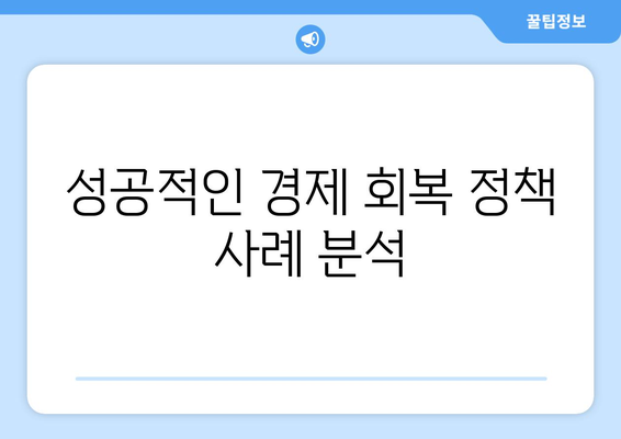 경제 회복 가능성을 높이는 국가 정책 사례